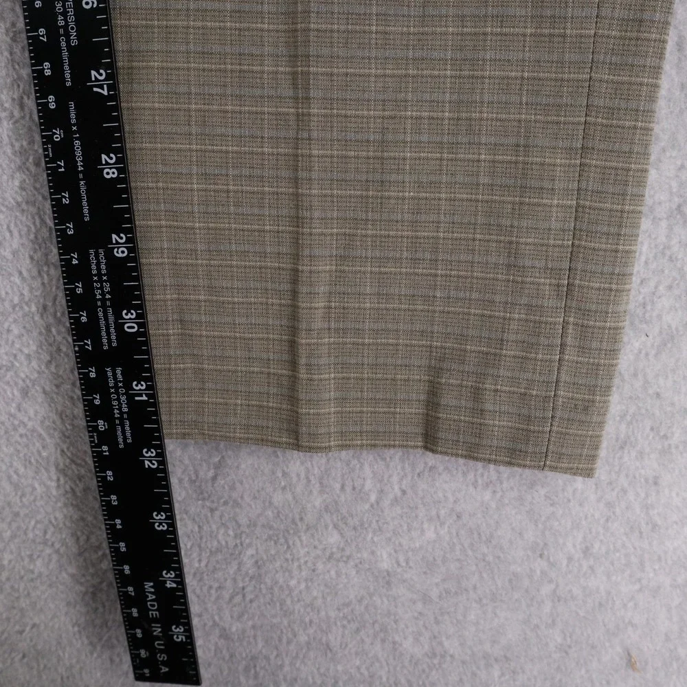 Kenneth Cole Reaction Pants Mens 30x32 Dress Suit Formal Flat Front Taupe Plaid‎